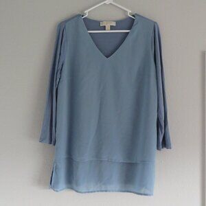 NWOT Michael kors womens shirt size M blue double-layered V-neck long sleeves